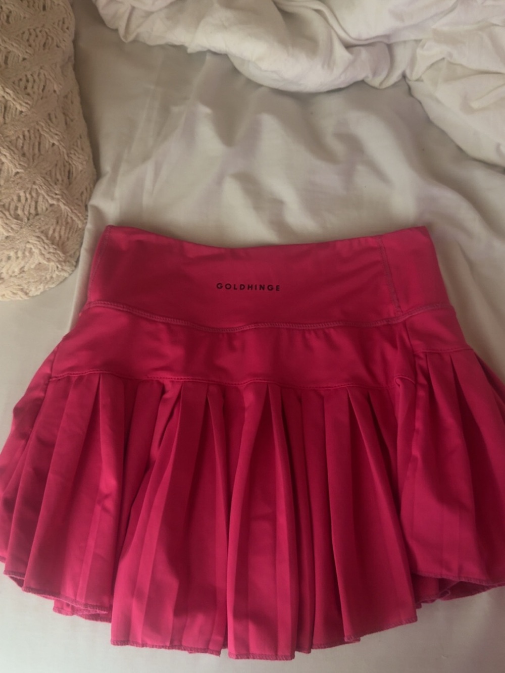 Goldhınge Hot Pink Pleated Skater Skirt